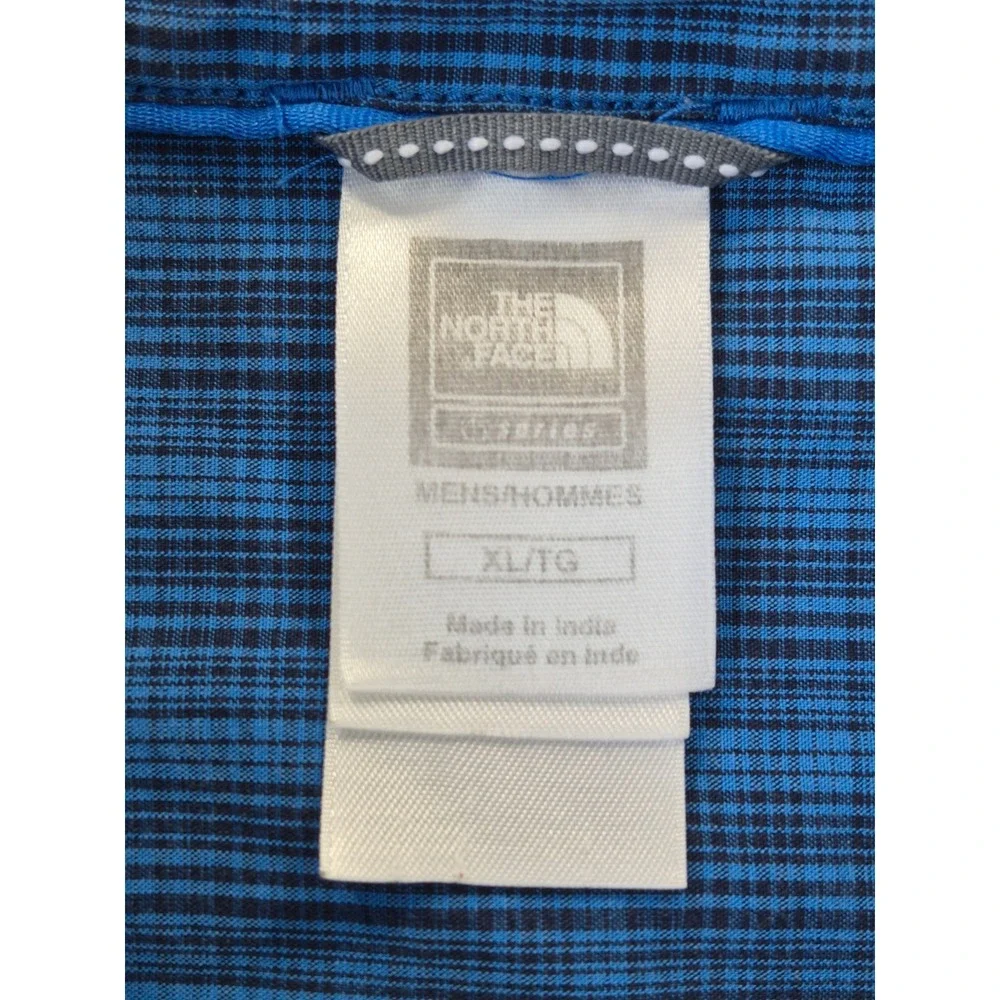 The North Face A5 Series Mens XL Blue Plaid Long Sleeve Button Down Cotton Shirt